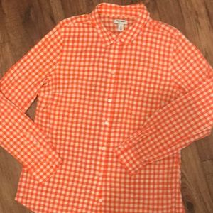 Old Navy orange & white plaid print shirt